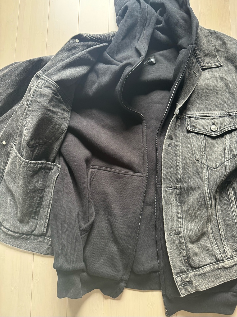Balenciaga Denim Jacket with Hood View 3